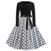 Harajuku Vintage Woman Music Note Print Elegant Party Dress Casual Women's Retro Long Sleeve Spring Autumn Midi Dresses