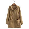Women Trench Coat Solid Mid Long Hooded Windbreaker Middle Aged Mothers Clothes Large Size 5XL 6XL 7XL Female Outerwear