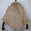 Women 100% Real Rabbit Fur Shawl Scarf With Fox Fur Collar Winter Warm Knitted Rabbit Fur Poncho Girls Party Accessories