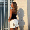 Back Sequin Star Long Pants Women Casual Contrast High Waist Loose Wide Leg Trousers Lady Spring Autumn Bottoms
