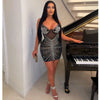 Women Rhinestones Drilling Mesh See Though Patchwork Midi Mini Dress Crystal Party Dresses Night Out Robes Vestidos