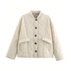 Autumn Jacket For Women Elegant Solid Quilted Coat Long Sleeve Single Breasted Outerwear Casual Maternity Outfit Tops