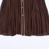 Women Brown With Belt Pleated Midi Dress Front Button Long Sleeve Chiffon Autumn Dresses Female Office Vestidos