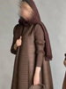 Solid Color Cardigan Long Robe Folded Windbreaker For Women Loose Casual Coffee Long Coat 2DB2952