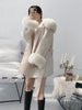 Woolen Coat Oversize Ladies Outerwear Winter Women Natural Fox Fur Collar Cuffs Jacket Hood Cashmere Wool