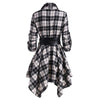 Women's Autumn Winter Irregular Red Lapel Button Up Long Sleeves Shirt Dress Belt Decoration Casual Birthday Party Costume Dress