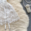 Woman Sexy Strap Mini Dress Woman Vintage Hollow Out Chic Mesh Slim Dress Lace Floral Design Comfortable