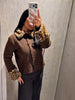 Retro Style Deer Spotted Faux Fur Collar Coat Women's Casual Brown Button Down Outerwear Lady Autumn Party Streetwear