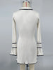 Ruffled Knit Dress Women Autumn Ribbed Contrast Long Sleeve High Waist Lapel Gown Dress Knitwear Ladies Maxi Dress