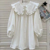 Dresses for Women Ruffles Peter Pan Collar Long Sleeve Oversized Robe Femme A-line Sweet Shirt Dress Vestidos De Mujer