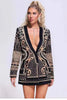 Beaded V-neck Blazers for Women Streetwear Suit Jacket Coat Outerwear Female Clothing