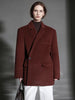 Herringbone Right Angled Shoulder Wool Blazer Coat Women, Ladies Autumn Winter Jacket