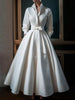 Women Elegant Shirt Dress Long Sleeve Stand Collar White Minimalist A-Line Pleated Wedding Guest Long Dresses with Blet