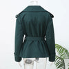 Women Kahkai Lapel V-neck Belt Trench Coat Lace Up Full Sleeve Button Short Thin Windbreak Lady Daily Street Outerwear