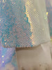 High Street Stylish Designer Suit Set Women's Trim Single Button Sparkling Sequined Blazer Shorts Set