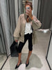 Autumn Chic Women Short Trench Jacket Stand Collar Drawstring Waist Cinching Long Sleeve Zipper Casual Outerwear Coat