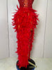 Stock Women Sexy Sparkly Rhinestone Mesh Feather Long Dress Elegant Evening Party Celebrate Birthday Performance Costume
