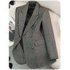 Retro Elegant Women's Long Sleeve Suit Jacket Casual Loose Fit Korean Autumn Casual Notched Collar Business Blazer Top