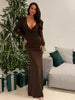 White Swinging Collar Long Dress For Women Ruched High Waist Long Sleeves Slim Elegant Evening Party Gowns