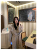 French Lazy Autumn Winter Hooded Double Faced Cashmere Coat Mid Length Real Fox Fur Collar Wool Warm Coat Women
