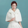 White Womens Winter Thicken Plush Wrap Stole Elbow Length Wedding Bridal Shawl Cape Warm Jacket Shrug with Lace Up Ribbon
