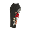 Letter Embroidery Asymmetrical Denim Skirts Women Vintage Button Fly High Waist Stretch Jeans Calf-length Skirt Bottoms