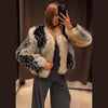 Street Faux Fur Panelled Women Short Coat Elegant O-neck Single Breasted Full Sleeve Female Outwear Winter Lady Jacket