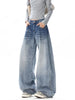 Fleece Lined Thick Curved Barrel Wide Leg Jeans Women Retro High Street Designer Loose Slim Denim Pants