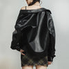 Women's Retro Black Leather Jacket Short Motorcycle Style Jackets with Metal Buttons Versatile Autumn and Spring Outerwear