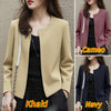 Elegant Chic Women's Lightweight Blazer Autumn O-Neck Long Sleeve Open-Front Solid Color Outerwear Office Lady S-3XL