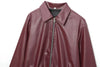 Wine Red Faux Leather Jakcet Outerwear Thicken Zipper Lapel Pu Coats Autumn Winter Streetwear Ladies Tops Women