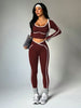 Women's Fall/Winter Round Neck Long Sleeve Yoga Top Outdoor Sports Fitness Yoga Pants