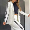 2 Pcs Set Women s Formal Coat Pants Set Autumn Winter Long Sleeves Jacket Loose Striped Wide Leg Casual Suit Outfit