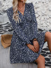 Dresses Woman Clothing V Neck Lantern Sleeve Wrap Mini Dress Ruched Waist Flowy Hem Elegant for Autumn and Party Styles