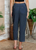 Women's Pants Elastic Waist Solid Color Lace Spliced Drawstring Pocket Simple Basic Casual 9-point Pants