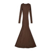 Sexy O Neck Ribbed Knitting Fishtail Sweater Dress Women Full Sleeve Stretch Basic Bodycon Maxi Long Mermaid Robe Vestido