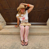 Colorful Striped Jeans Women's Long Pants Female High Street Low-waisted Pockets Denim Trousers Women's Holiday Outwear