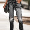 Women's Slim Jeans Casual Ripped Denim Pants Spring Autumn Office Lady Work Trousers High-waisted Straight Jeans