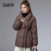 Women Winter Belted Jacket Elegant Stand Collar Windproof Puffer Coat Cotton Padded Thick Warm Snow Parkas Overcoat куртка