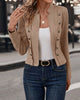 Spring Auutmn Jacket Blazer Coat Double-breasted Stand Collar Buttons Slim Long Sleeves Retro Cardigan Women Outdoor Suit Jacket