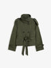 Womens Cropped Trench Coat Double Breasted Stand Collar Belted Waist Street Style Autumn Outerwear Casual Chic Shoulder Epaulets
