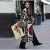 Vintage Ethnic Geometric Print Coat Women Belted Waist Faux Fur Cuff Patchwork Open Front Maxi Robe Autumn Winter Chic Cardigan