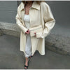 Solid Belted Maxi Trench Coats Women's Loose Full Sleeves Single-breasted Lace-up Windbreak Ladies Early Autumn Outwear