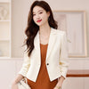 short blazer for women single breasted long sleeve autumn elegant office clothes black white pink