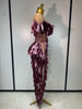 Women Sexy Mesh See Through Diamonds Bodycon Dress Birthday Evening Party Costume Bar Nightclub Stage Performance Outfit