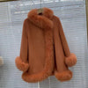 Real Fur Coat Winter Jacket Women Natural Fox Fur Collar Warm Cashmere Wool Woolen Ladies Outerwear Streetwear