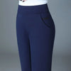 Office Lady Slim Pencil Pants Spring Autumn High Waist Elastic Pockets Solid Elegant Women Casual Straight Trousers