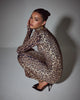Leopard Print Long Sleeve Sexy Maxi Dress For Women Autumn Winter Elegant Turtleneck Printed Bodycon Long Dress