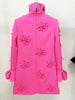 High Street Designer Women's Flare Sleeve 3D Flowers Appliques Dress