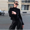 Elegant Women's Velvet Blazerjacket Frog Button Long Sleeve Slim Black Short Coat Spring Female Street Outerwear